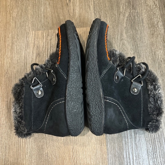 Easy Spirit Boots Women’s 8M Black Dellali Suede Fur Lace Up Square Toe Comfort - Picture 4 of 12